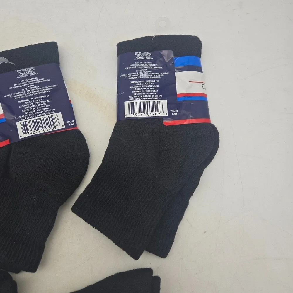 Greenbrier Diabetic Quarter & Crew Socks Sz 9-11 Black USA Made NEW 5 Pairs